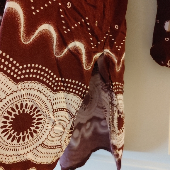 Flowy Paris Burgundy & White Boho Top ~ Size XL - Picture 3 of 5